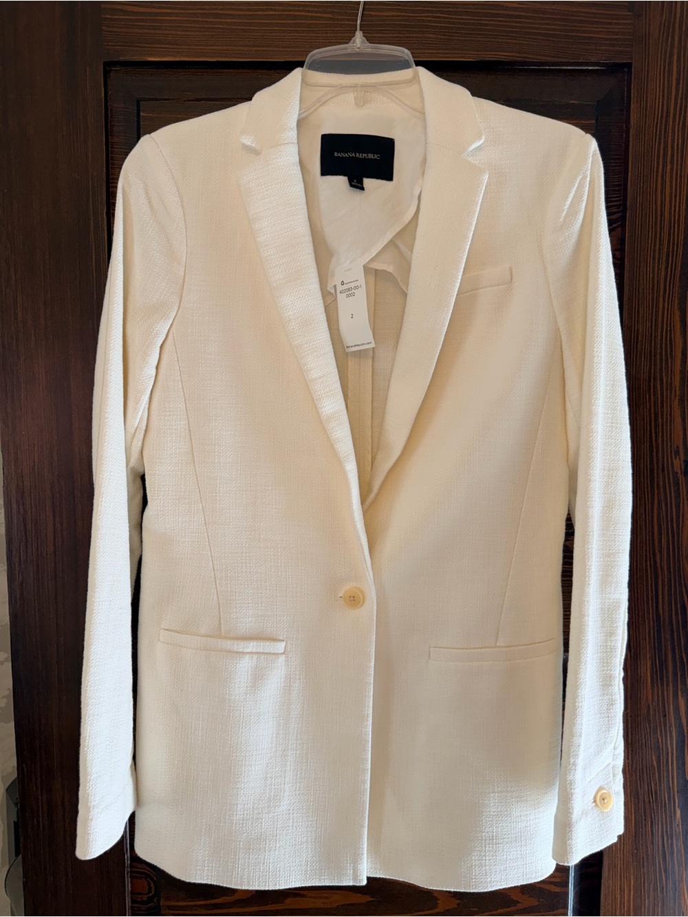NWT Banana Republic Fitted Long Cream Textured Blazer size 2